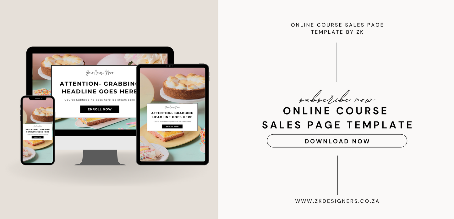 Online Course Sales Page Template by ZK