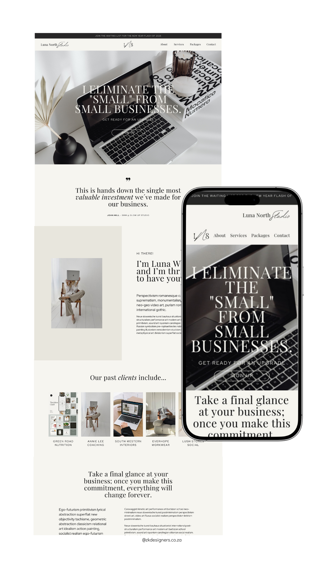 Luna North Studio Canva Website Template // SMM