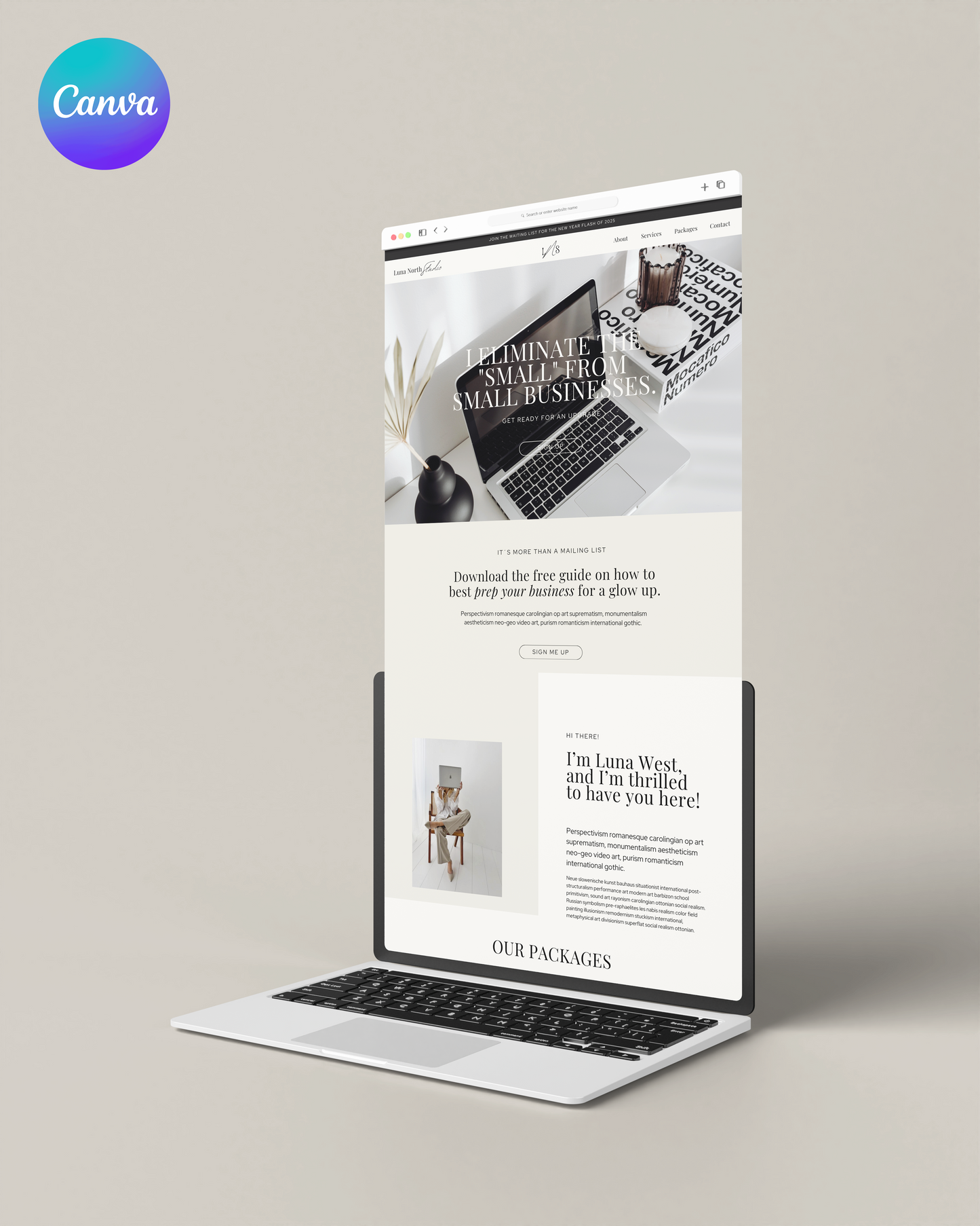 Luna North Studio Canva Website Template // SMM
