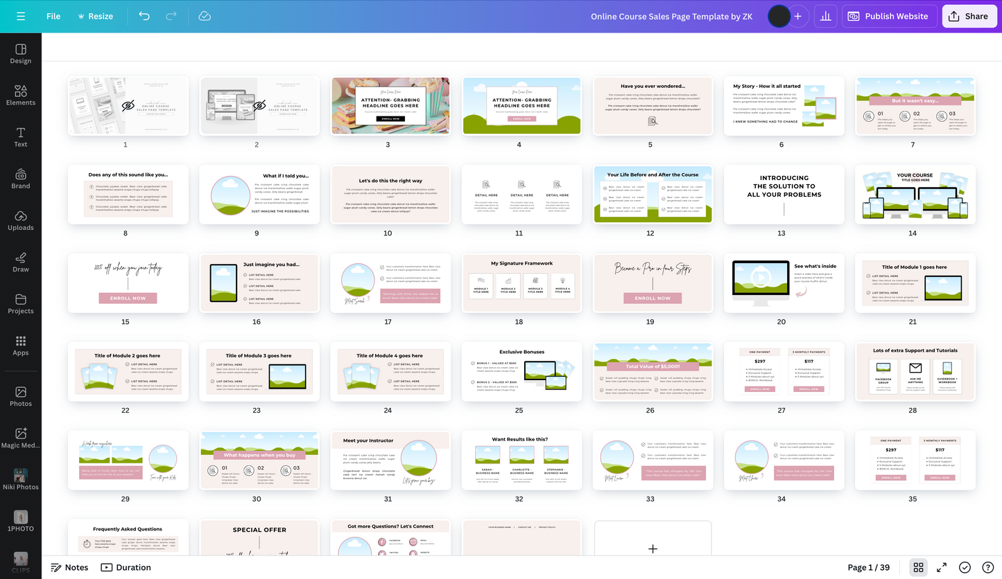Online Course Sales Page Template by ZK