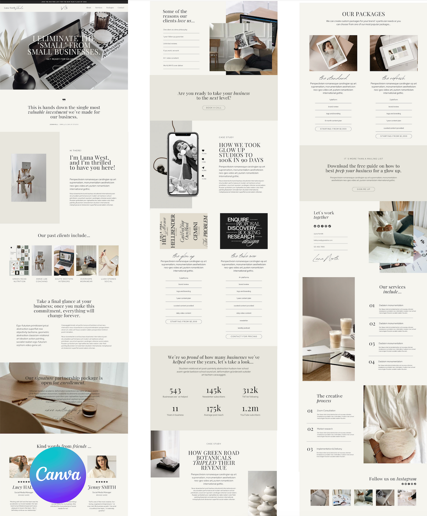 Luna North Studio Canva Website Template // SMM