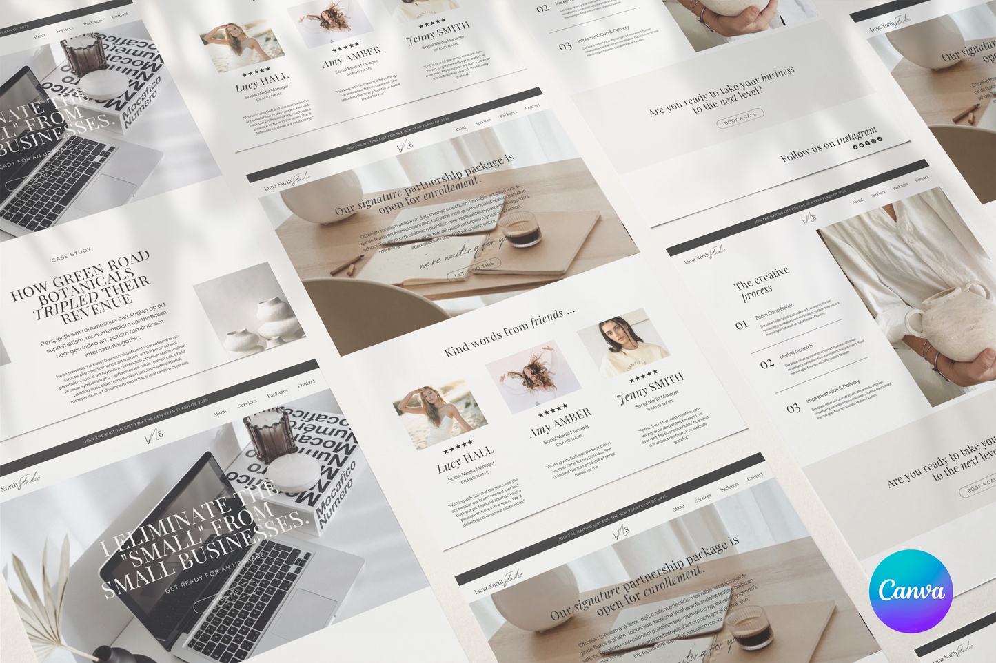 Luna North Studio Canva Website Template // SMM